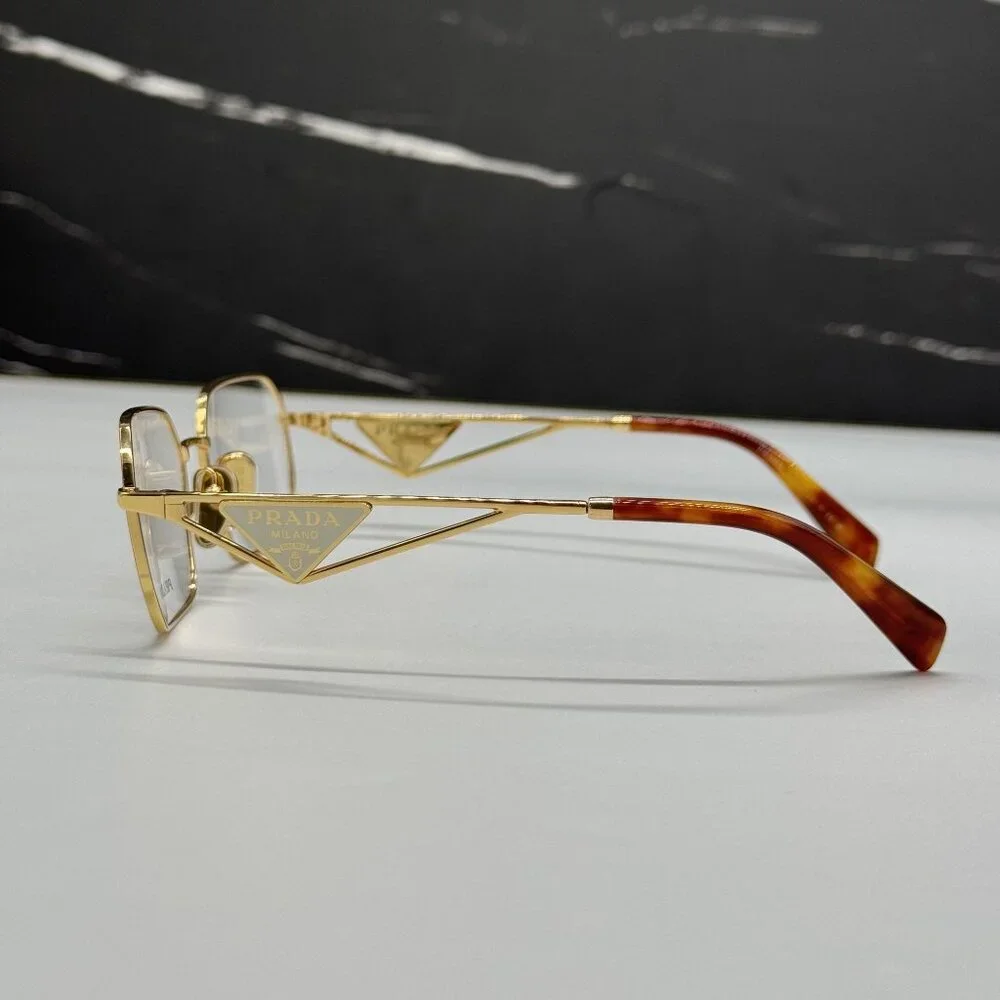 NEW PRADA PRA53V 5AK1O1 EYEGLASSES PR A53V 5AK1O1 GOLD UNISEX EYEWEAR VPR A53 5A